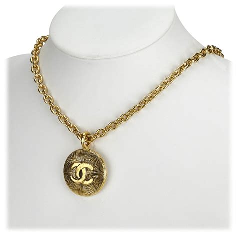 chanel gold pendant|authentic chanel necklace for sale.